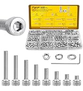 Fgruh 490pcs M4 Screws,Nuts and Washers Assortment kit, M4x6/8/10/12/16/20/25/30 mm Hex Socket He...