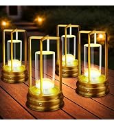 MeRGBWLife 4 Pack Gold Cordless Table Lamp - Portable Rechargeable Lamp, Wireless Lamp for Restau...