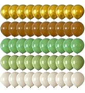CVPARTYON Sage Green Brown Balloons 55 pcs 12 Inch Sage Avocado Green Sand White Metallic Gold La...