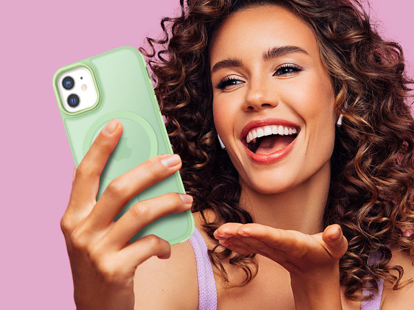 a mint green matte case, elegant, stylish, attractive