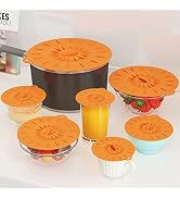 7 Pack Silicone Lids, Microwave Splatter Cover, 5 Sizes Reusable Heat Resistant Food Suction Lids...