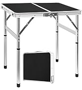 HYMnature Small Folding Table 2ft Lightweight Camping Table Adjustable Height Portable Table Easy...