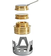 DZRZVD Mini Alcohol Backpacking Stove, Lightweight Brass Spirit Burner with Aluminium Stand for C...