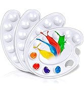 Hulameda Upgrade 4 Pack Paint Tray Palettes with Thumb Hole,Plastic Paint Pallets for Kids or Stu...
