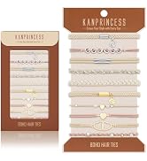 KANPRINCESS Hair Tie Bracelet, 10 Pcs Boho Hair Ties For Girls and Women, Elastic Hair Ties, Hair...