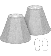 Bell Lamp Shades Set of 2, Gray Fabric Lampshades 6"Top x 13"Bottom x 10"High Medium Shade Replac...