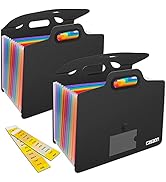 2Pack 13 Pockets Expanding File Folder with Handle, A4 Letter Size Portable Accordian File Organi...