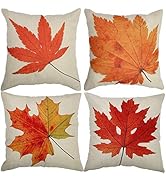 Fall Pillow Covers, Autumn Maple Leaves Pillow Cases 4 Pack Fall Decorations Couch Pillow Cases, ...
