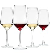 OUWO Wine Glasses Set of 4, 13.5oz Red White Wine Glasses,Lead-free Long Stem Wine Glasses for Ho...