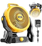Ecarke 10" Portable Floor Fan Compatible with Dewalt 20V Battery (Tool Only) AC Power 3500RPM Hig...