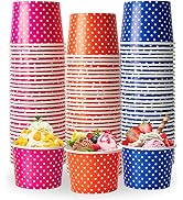 LITOPAK 120 Pack 12 oz Ice Cream Cups, Disposable Dessert Cups for Cold or Hot Food, Coloured Pap...
