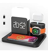 7 in 1 Charging Station for iPhone, Wireless Charging Station, Alarm Clock, Night Light, Wireless...