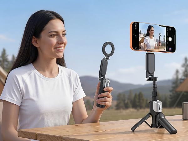 phone camera grip handle smartphone mobile selfie stick tripod for iphone 16 17 pro max