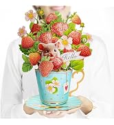 Airpark Mothers Day Gifts Pop Up Flower Card, 3D Strawberry Bouquet Mothers Day Cards for Mom Wom...