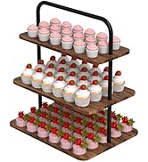 VyGrow Cupcake Stand, 3-Tier Dessert Stand for 71 Cupcakes, Wood & Metal Tower Display Premium Ho...