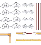BENLUN 2PIN 8mm LED Strip Connector Kit, 8pcs I Shape and 8pcs Corner Connectors for Solderless S...