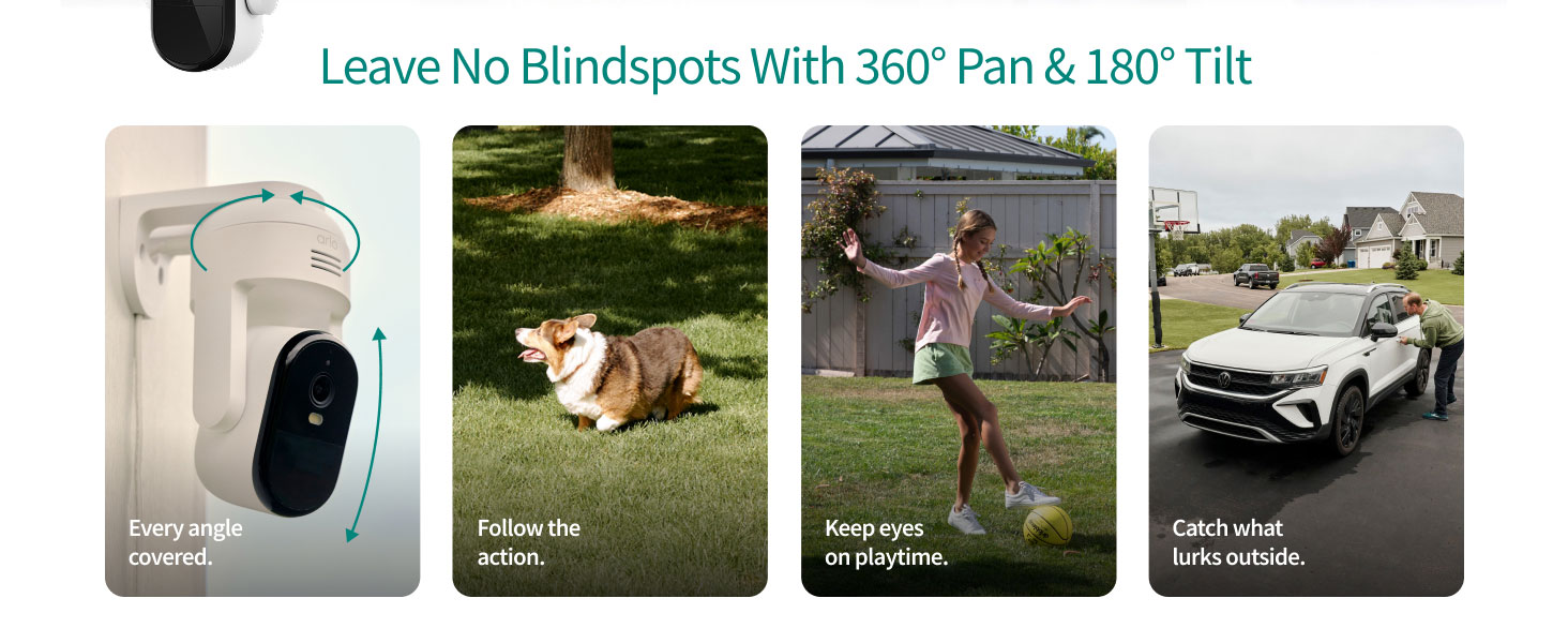 Arlo Essential Outdoor Pan Tilt Zoom Security Camera 2K