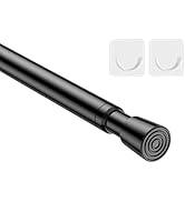 MEXAU 1Pack Spring Tension Curtain Rod 26-39 inch Black Adjustable Spring Rod Extendable Tension ...