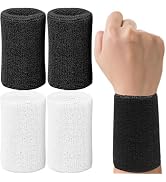 6 Inch Wrist Sweatbands Tennis Wrist Bands Absorbent Sweat Band for Men and Women Sport Long Wris...