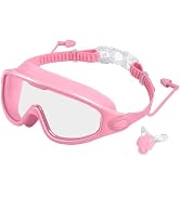 CJAYKMO Swim Goggles for Adults, Wide View Anti-Fog & UV Protection Swimming Goggles with Nose Cl...