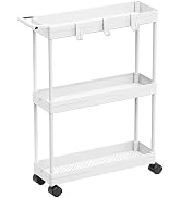 Simple Houseware 3-Tier Slim/Narrow Storage Cart with Handle, 5.5'' Wide x 27.5'' Height Rolling ...