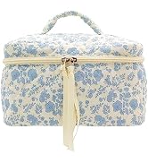 PAZIMIIK Cotton Makeup Bag for Women Large Quilted Travel Cosmetic Case Girls' Make Up Organizer,...