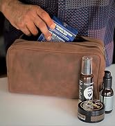 Genuine Leather Travel Toiletry Bag - Dopp Kit Organizer By Rustic Town (Brown)