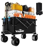 38" L Collapsible Wagon Cart Foldable, 500lbs Weight Capacity 250L Heavy Duty Folding Beach Wagon...