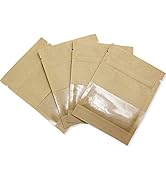 PABCK Clear Window Kraft Paper Resealable Bag Small Coin Envelopes Heat Seal Pouches with Tear No...