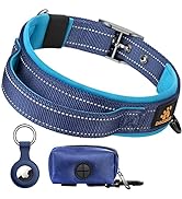 DAGANXI Dog Collar Adjustable Soft Neoprene Padded Breathable Reflective Strip Nylon Collar for S...