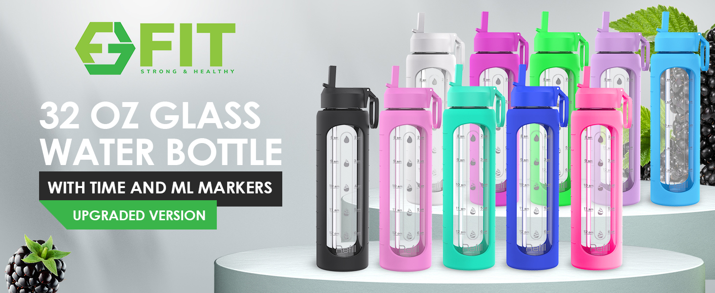 32 ounce glass water bottle bottle brush botellas para agua time stamp water bottle motivacional