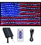 Green Convenience American Flag Lights with 390 LED String Lights,2-in-1 FT USB & Solar Powered U...