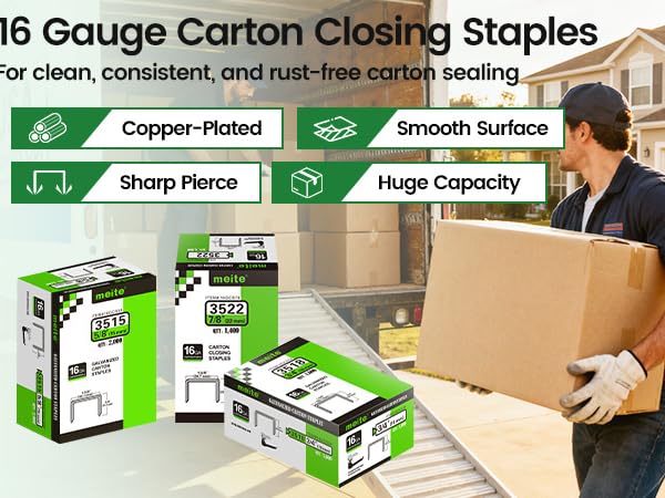 Carton Closing Staples 1-3/8" Wide Crown
