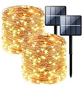 2-Pack 200 LED Solar Fairy Lights Outdoor, Upgraded Oversize Lamp Beads & Super Bright Solar Stri...