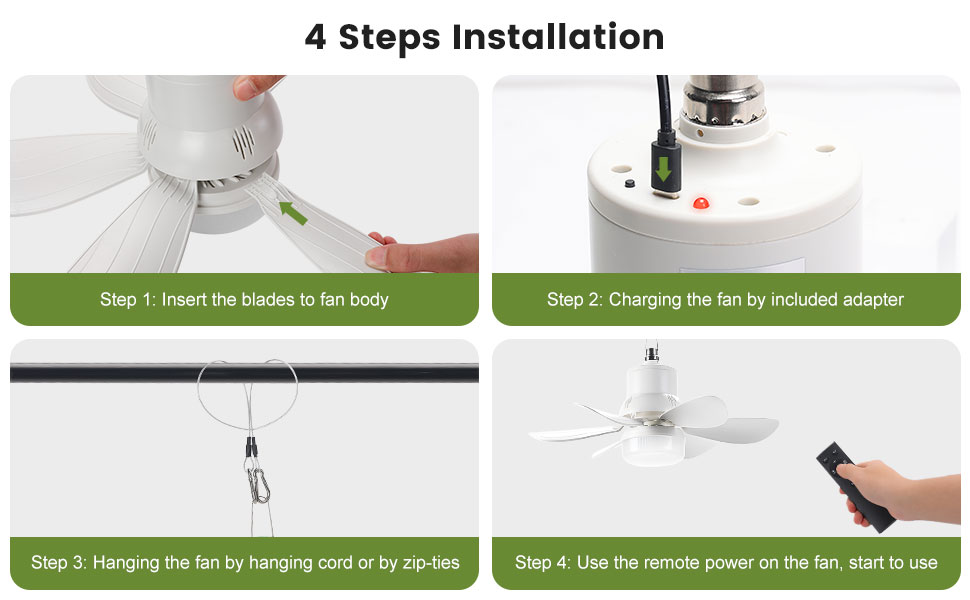 Roodike Rechargeable small ceiling fan light RD-6C