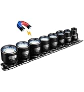 BLACKROBOT 3/8" Drive Magnetic Impact Socket Set, 8-Piece Shallow Socket Set with Storage Rail, S...