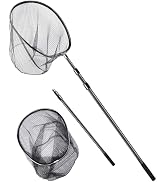 Uxwuy Large Fishing Net Saltwater Rubber Fishing Net Kayak Fishing Landing Net with Telescoping H...