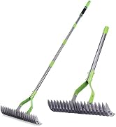 WORKPRO Thatch Rake, 15-Inch Thatching Rake for Lawns, Heavy Duty Dethatcher Rakes with 5FT Handl...
