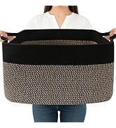 HZFTJOY Magazine & Newspaper Baskets,65L Large Woven Rope Blanket Basket,21"x16"x12"Storage Bin w...