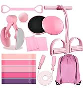 Home Workout Equipment for Women with 6 Tube Elastic Foot Pedal Resistance Band with Handle,Thigh...