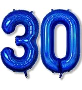 Large Number 30 Balloons, 40 Inch Navy Blue Globos Azul Marino Helium 30 Balloons, Dark Royal Blu...