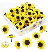 YOUDEFUL 60Pcs Decorative Pushpins, Yellow Sunflower Push Pins, Cork Board Tacks, Bulletin Board ...