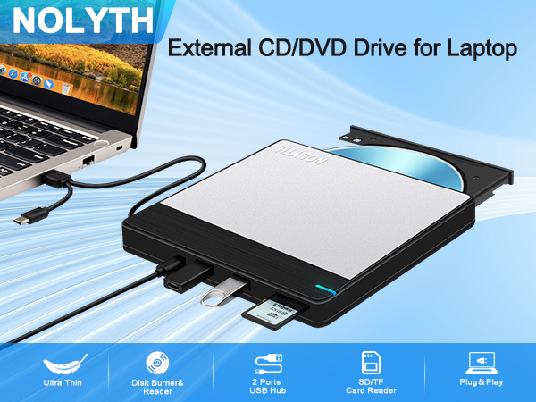 This external DVD drive is compatible with Macs and Windows. It can read, burn and rip CDs and DVDs