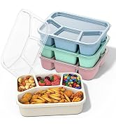 XGXN Bento Box Adult Lunch Box (4 Pack), 4-Compartment Meal Prep Container for Kids, Reusable Foo...