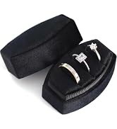 WantGor Velvet Ring Box, 3 Slots Jewelry Ring Gift Boxs Three Rings Holder Box Vintage Ring Displ...