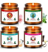 Christmas Candle Gift Set for Women, 4 Pack Scented Candles Holiday Gift for Women and Men, Long ...