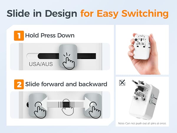 TESSAN Universal Travel Adapter PD 25W, Ultra Thin International Power adapter Fast