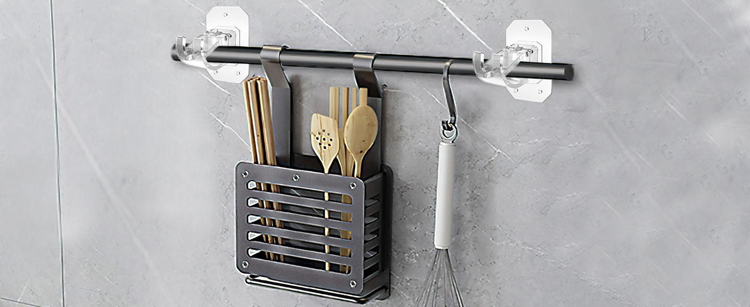 adhesive curtain rod holder