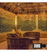 echosari 20Ft x 13Ft Net Lights Outdoor Mesh Lights Plug in with Remote, 720 LED Christmas Net Li...