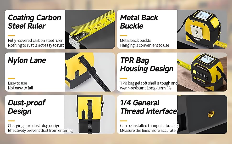 Durable & Feature-Packed with Carbon Steel Ruler, Metal Buckle, & Dust-Proof Design